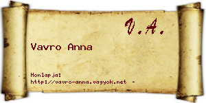 Vavro Anna névjegykártya